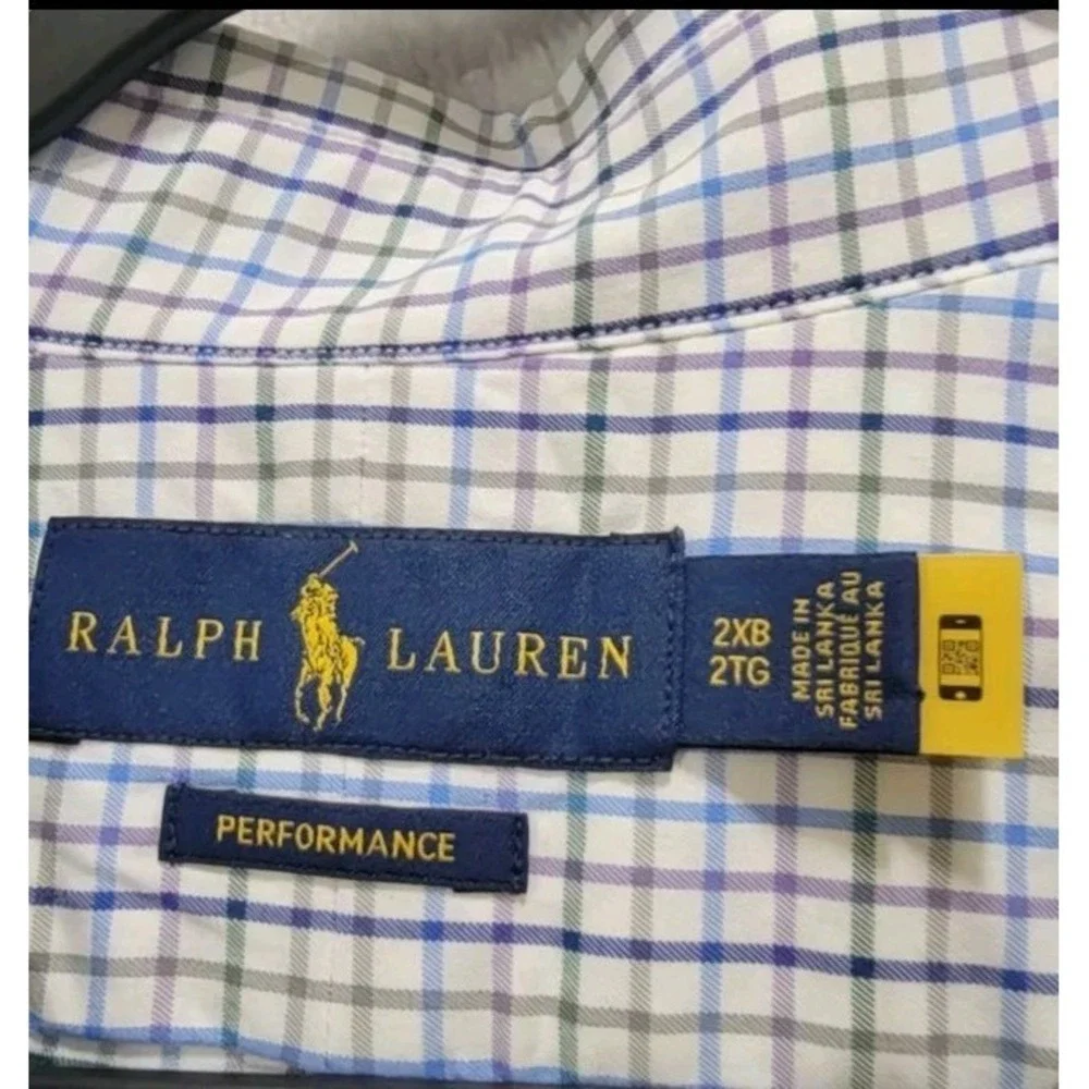 NWT Polo Ralph Lauren Performance Shirt Mens 2XB 2TG Gingham Check‎ Long-Sleeve